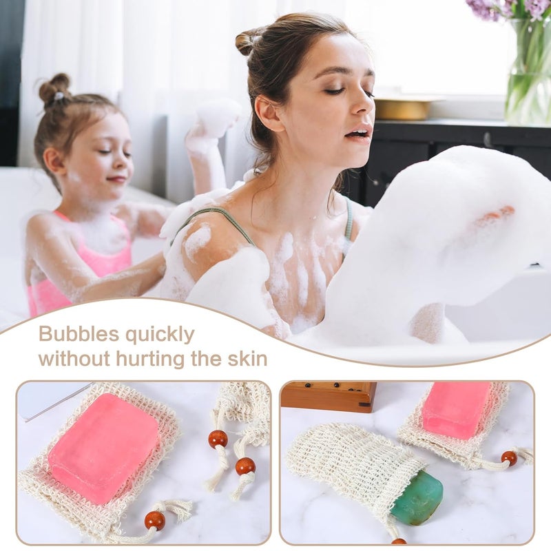 cobee 50 Pcs Soap Saver Bags Mesh Exfoliating Bar Soap Pouch Sisal Soap Saver Drawstring Soap Holder PlasticFree for Shower Soap Foaming and Drying - Image 4