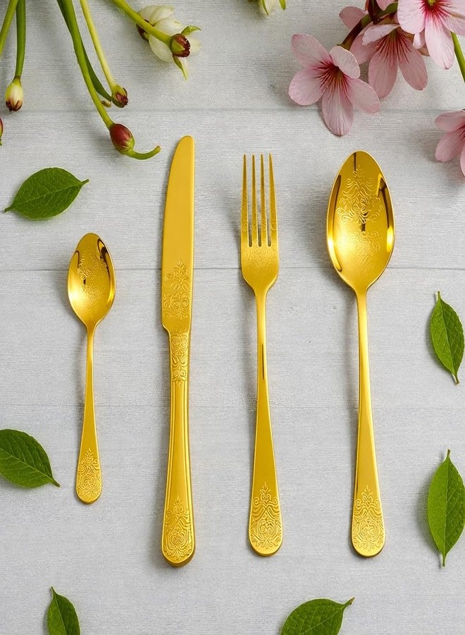 Teraabliss Adron Design Stainless Steel Premium Cutlery Set with Gift Box – Elegant Flatware Set for Dining and Gifting – Durable, Rust-Resistant Utensils for Everyday Use (Gold) - Image 5