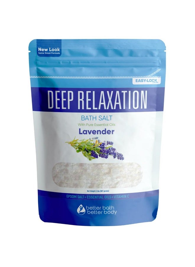 Better Bath Better Body Deep Relaxation Bath Salt 32 Ounces Epsom Salt With Natural Lavender Essential Oil Plus Vitamin C In Bpa Free Pouch With Easy Press-Lock Seal  - Image 1
