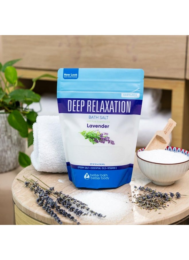 Better Bath Better Body Deep Relaxation Bath Salt 32 Ounces Epsom Salt With Natural Lavender Essential Oil Plus Vitamin C In Bpa Free Pouch With Easy Press-Lock Seal  - Image 2