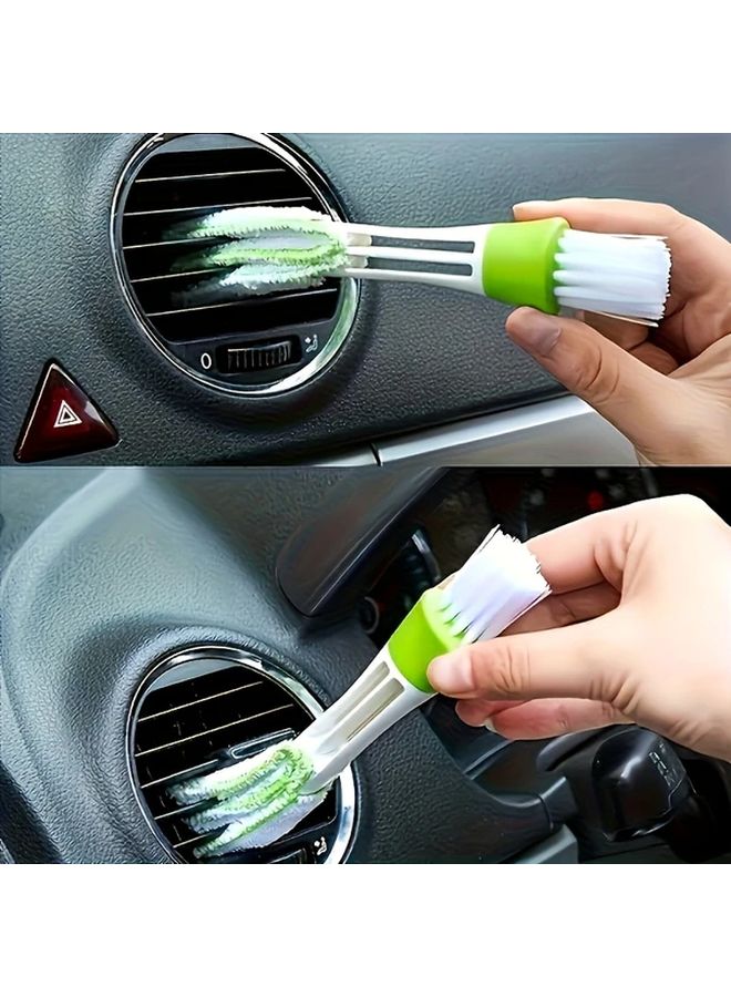 Green 2 in 1 Car Air Vent and Interior Cleaning Brush Multipurpose Dust Removal Tool - Image 1