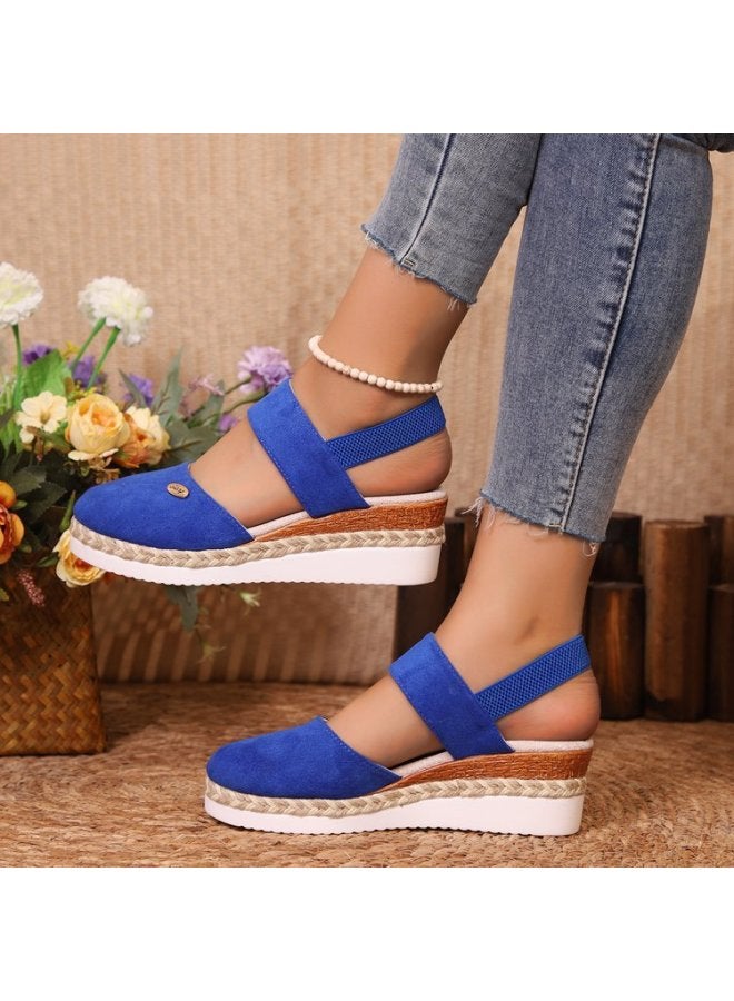 Women's Shoes Large Size Wedge Sandals Women's Summer New Wide Band Closed-toe Sandals Versatile Women's Shoes