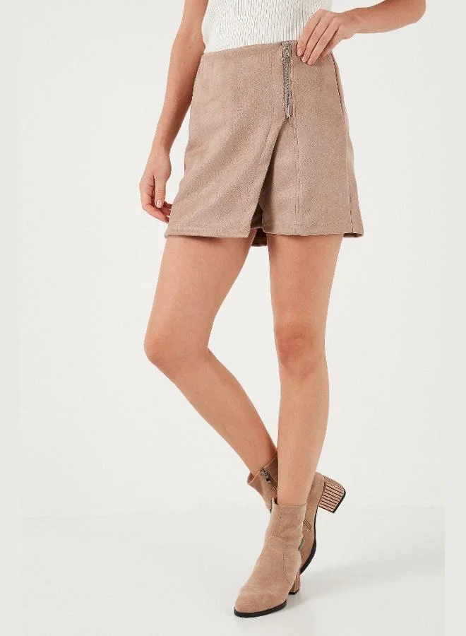 ليلا تنورة قصيرة نسائية شتوية بسحاب وقصة غير متماثلة بقصة ضيقة قابلة للتمدد من ليلا