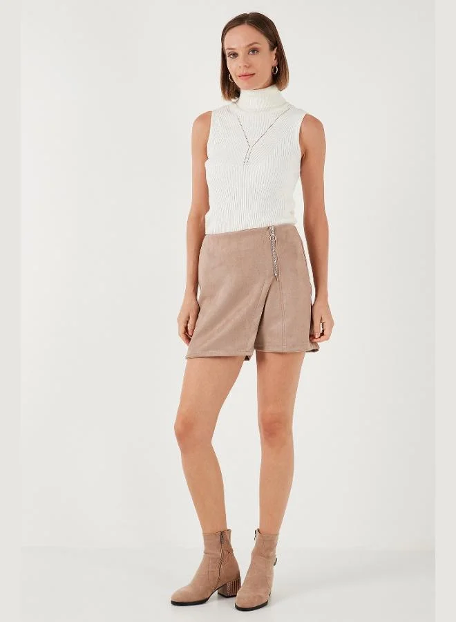 ليلا تنورة قصيرة نسائية شتوية بسحاب وقصة غير متماثلة بقصة ضيقة قابلة للتمدد من ليلا