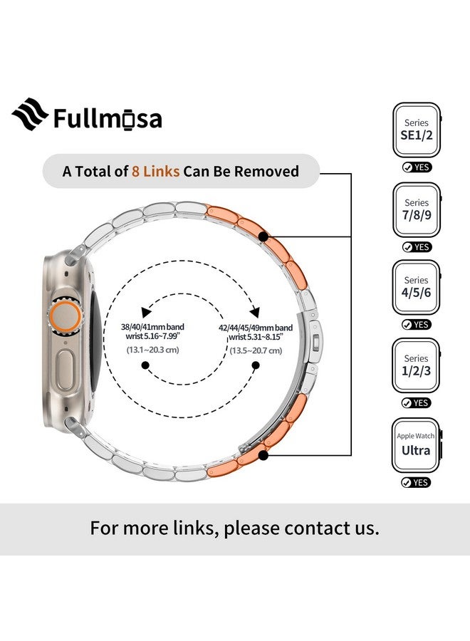 Fullmosa Fullmosa Compatible Apple Watch Bands 49mm 45mm 44mm 42mm 41mm 40mm 38mm, Stainless Steel iWatch Band with Case Metal Strap for Apple Watch Series Ultra Ultra 2 8 7 6 5 4 3 2 1 SE,49mm Silver - Image 4