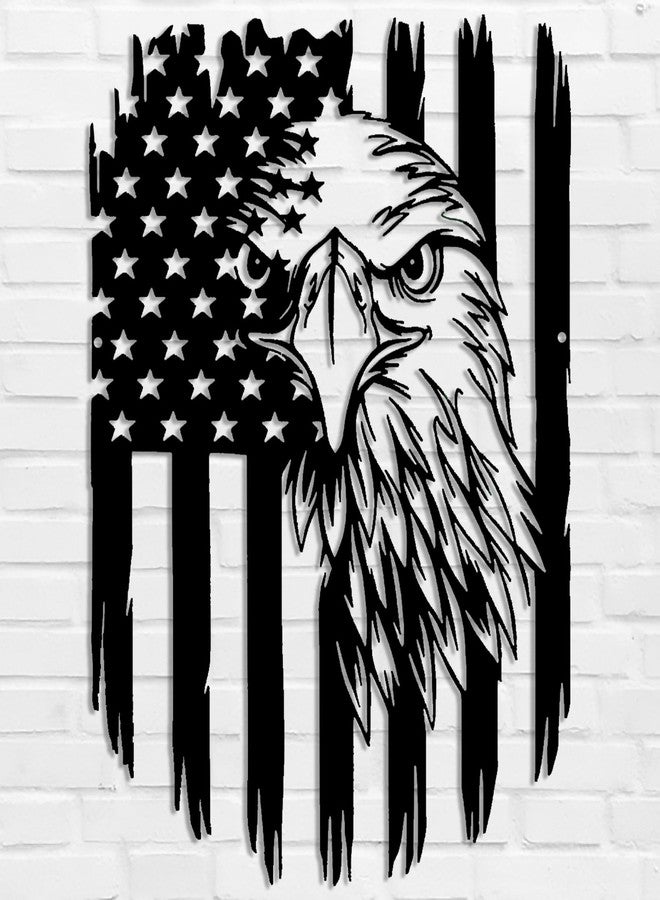 Benziso American Eagle Metal Wall Art, American Flag Wall Decor, Metal Eagle Wall Sign, Fourth of July Independence Day Flag, Patriotic Gift, Flag Hanging - Image 1