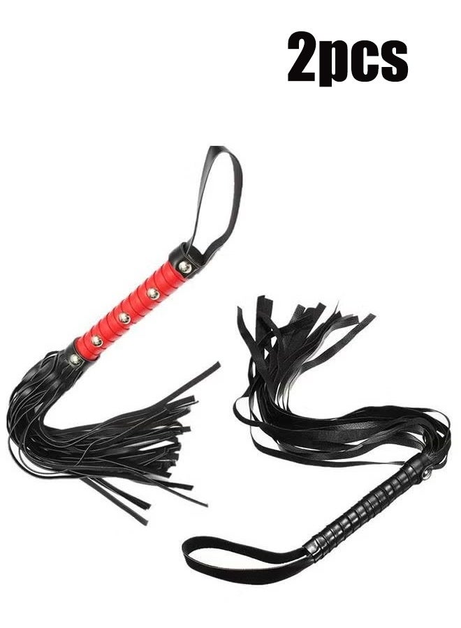 YJ 2 Piece Leather Horse Whip Faux Leather Whip Handle for Outdoor Sports Horse Riding Training Whip - Image 1