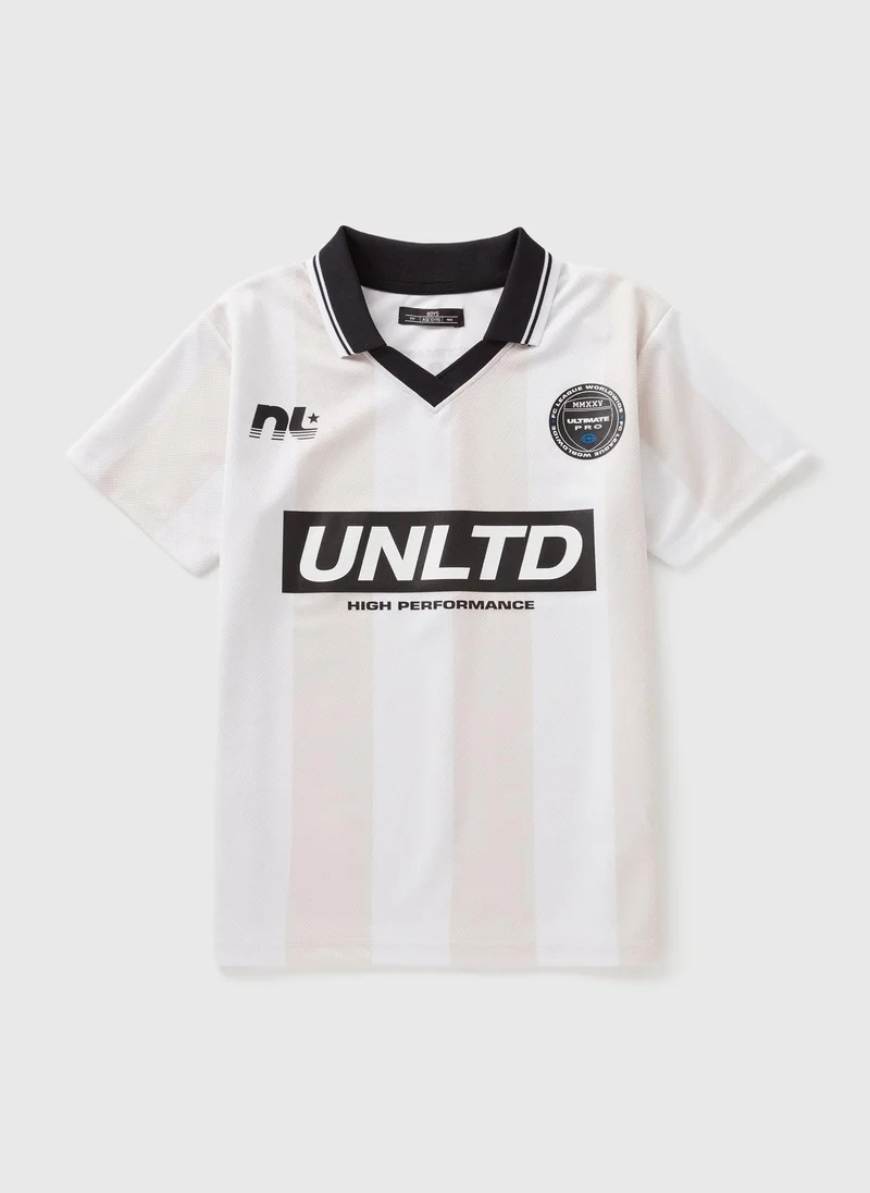 Matalan Boys Cream UNLTD Football T-Shirt