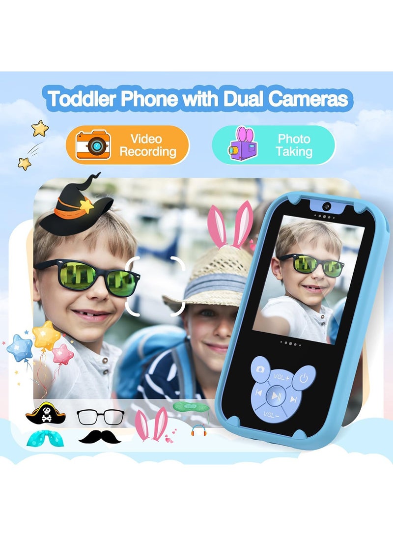 ZONEY Kids Smart Phone, Toddler Kids Camera Phone Toy, Touchscreen Unicorn Learning Toy Phone with Educational Games, Dual Camera MP3 Music Player, Boys Girls Birthday Gifts (Blue) - Image 2