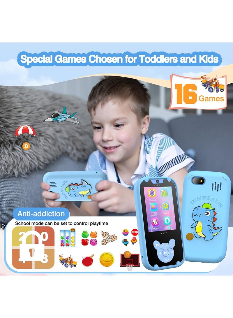 ZONEY Kids Smart Phone, Toddler Kids Camera Phone Toy, Touchscreen Unicorn Learning Toy Phone with Educational Games, Dual Camera MP3 Music Player, Boys Girls Birthday Gifts (Blue) - Image 4