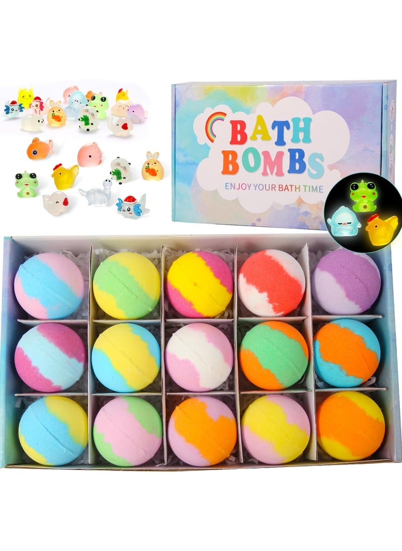 Ru syanl Bath Bombs for Kids with Surprise Inside 15 PCS Kids Bath Bombs Gift Set Natural Organic Kids Bubble Bath Fizzy for Girls Boys with Bath Toys Inside  - Image 1