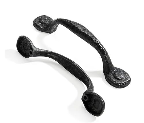 ZAUYX 10 Pack 3 Inch 76mm Hole Center Black Iron Cabinet PullsAntique Black Rustic Drawer Pulls Hammered Cabinet Handles Kitchen Cabinet Hardware Vintage Pulls for Drawers - Image 1