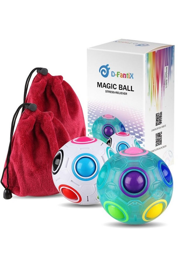 D-FantiX - 2Pcs Rainbow Puzzle Ball, Brain Teasers Fidget Toys For Kids Ages 3+, Stress Reliever Magic Travel Toy For Boys & Girls, Christmas Stocking Stuffer Gift - Image 1