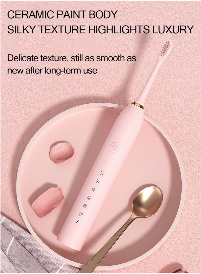 Generic Super Whitening Sonic Electric Toothbrush 4 Brush Heads and Usb Rechargeable Ultrasonic Toothbrush 420000 Vpm Electric Motor and Travel Case 6 Smart Modes  - Image 5
