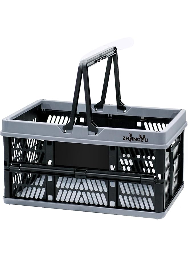 erorex Crates For Storage 20L Plastic Baskets For Organizing Collapsible Shopping Basket Foldable Crate With Handles Collapsible Storage Crate Car Basket For Kitchen Bathroom Medicine - Image 1