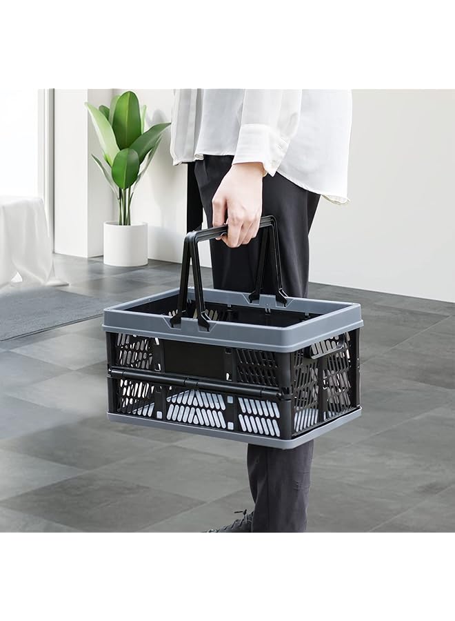 erorex Crates For Storage 20L Plastic Baskets For Organizing Collapsible Shopping Basket Foldable Crate With Handles Collapsible Storage Crate Car Basket For Kitchen Bathroom Medicine - Image 3