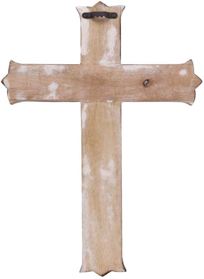 S.B.ARTS Christian Wooden Wall Cross Handmade Antique Design Hanging Wall Crucifix with Hand Carvings Hanging Cross for Wall Decor Church Hanging Ornament, Living Room Home Decor Small 8 Inches- White - Image 3