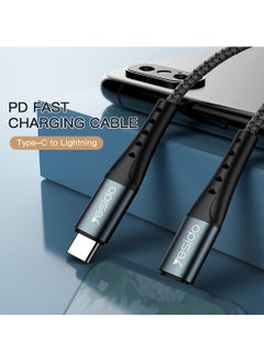 Yesido Yesido CA65 2 Meter PD 12W Nylon Braided Aluminum Alloy 2A Type-C To Lightning Data Cable for iPhone - Black  - Image 2