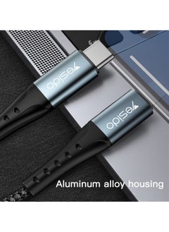 Yesido Yesido CA65 2 Meter PD 12W Nylon Braided Aluminum Alloy 2A Type-C To Lightning Data Cable for iPhone - Black  - Image 3