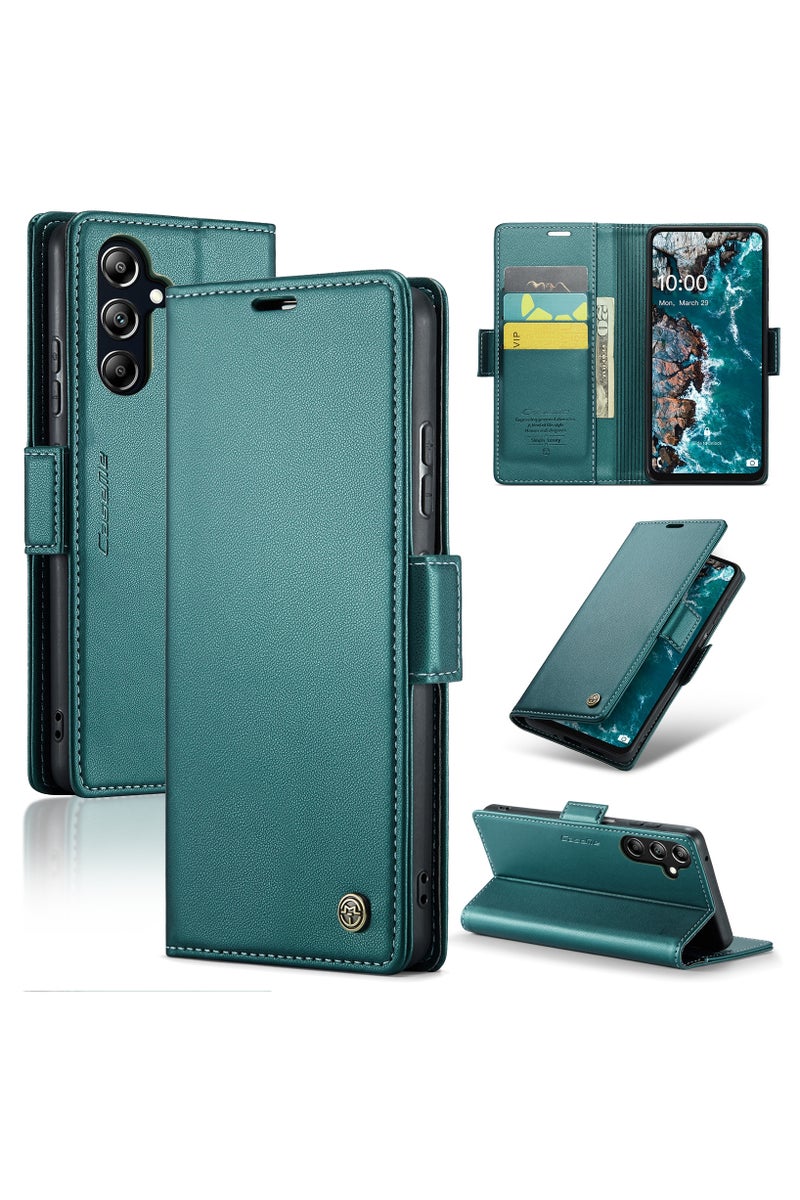 CaseMe Flip Wallet Case For Samsung Galaxy A16 4G/5G RFID Blocking PU Leather Wallet Flip Folio Case with Card Holder Kickstand Shockproof Phone Cover - Green - Image 1