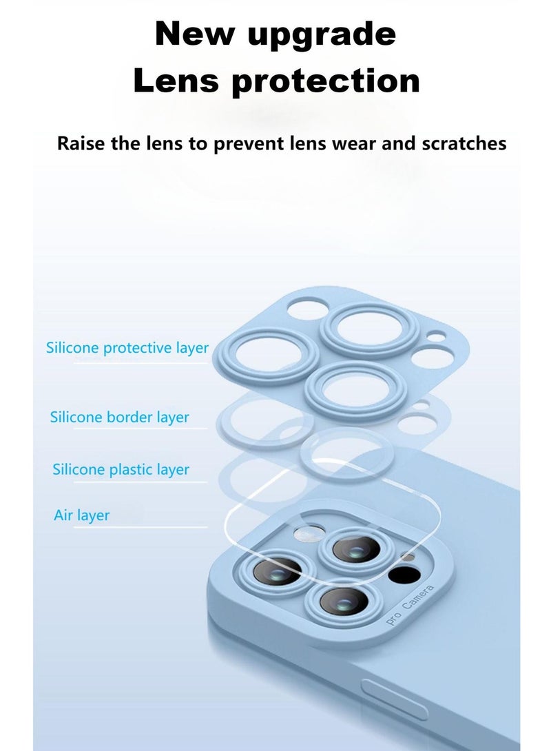 Bobo iPhone 15 Pro Max Case Silicone Cover Liquid Gel Soft Ultra Slim Shockproof Back Cover Full Body Protection 6.7 inch Blue - Image 5