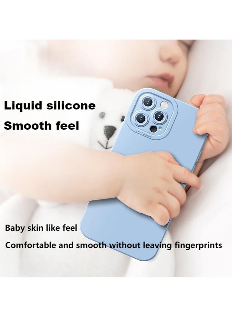 Bobo iPhone 15 Pro Max Case Silicone Cover Liquid Gel Soft Ultra Slim Shockproof Back Cover Full Body Protection 6.7 inch Blue - Image 4