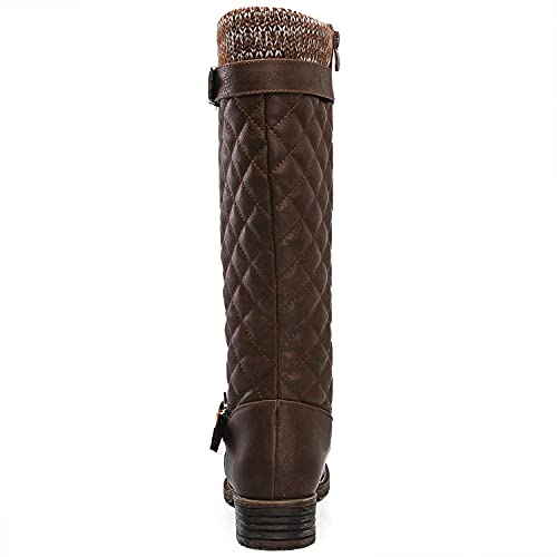 GLOBALWIN Women's Quilted Knee-High Boots Fall Winter Fashion Riding Brown Boots For Women Size 10M - Image 5