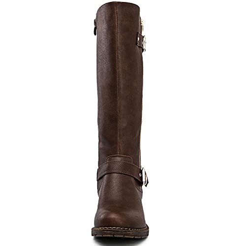 GLOBALWIN Women's Quilted Knee-High Boots Fall Winter Fashion Riding Brown Boots For Women Size 10M - Image 4