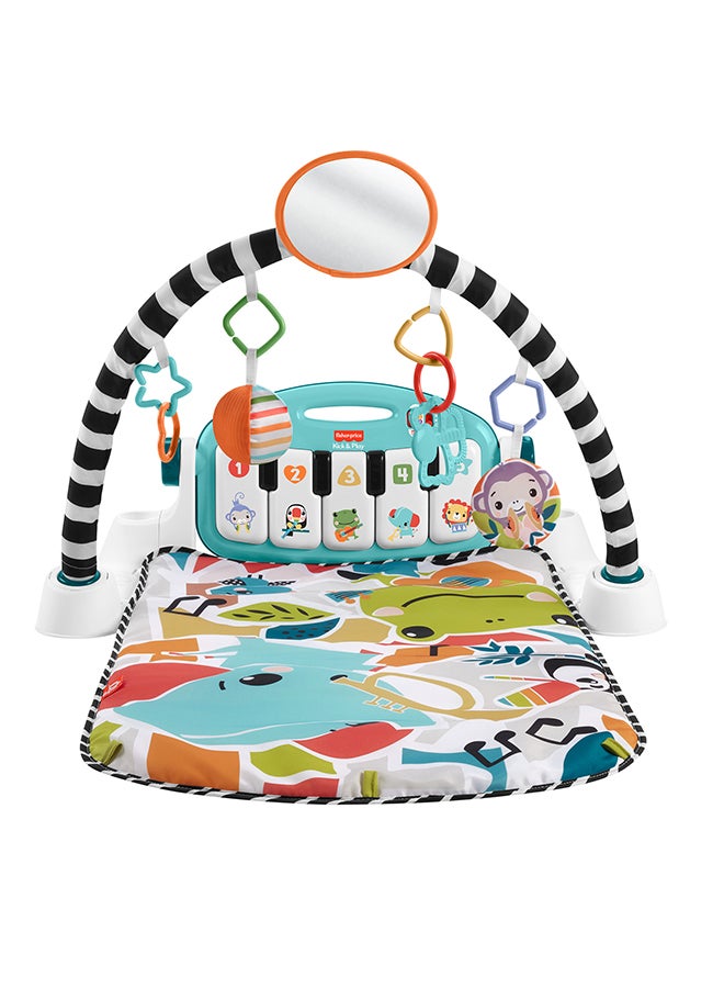 Fisher-Price سجادة نشاط الأطفال تتألق وتنمو، لعبة بيانو قابلة للحمل مع مراحل ذكية للتعلم، للأعمار من 0+ شهر، أزرق، نسخة اللغة الإنجليزية الملكية - Image 5