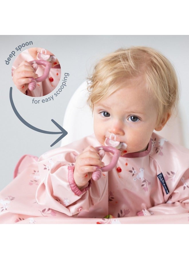 bibado - Weaning Spoons 2 Pack - Baby Led Weaning Spoon For Self Feeding, Dual-Ended Cutlery For Oral Sensory Development And Teething Gums - Ergonomic 2 Handles For Control - Dippit Blush - Image 1