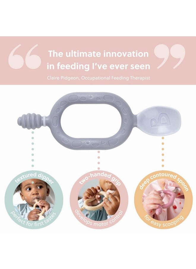 bibado - Weaning Spoons 2 Pack - Baby Led Weaning Spoon For Self Feeding, Dual-Ended Cutlery For Oral Sensory Development And Teething Gums - Ergonomic 2 Handles For Control - Dippit Blush - Image 1