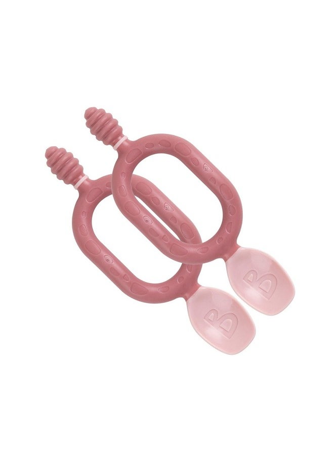 bibado - Weaning Spoons 2 Pack - Baby Led Weaning Spoon For Self Feeding, Dual-Ended Cutlery For Oral Sensory Development And Teething Gums - Ergonomic 2 Handles For Control - Dippit Blush - Image 1