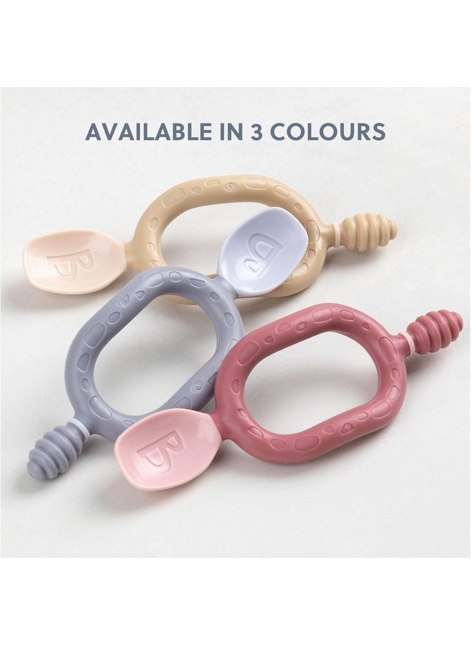 bibado - Weaning Spoons 2 Pack - Baby Led Weaning Spoon For Self Feeding, Dual-Ended Cutlery For Oral Sensory Development And Teething Gums - Ergonomic 2 Handles For Control - Dippit Blush - Image 1