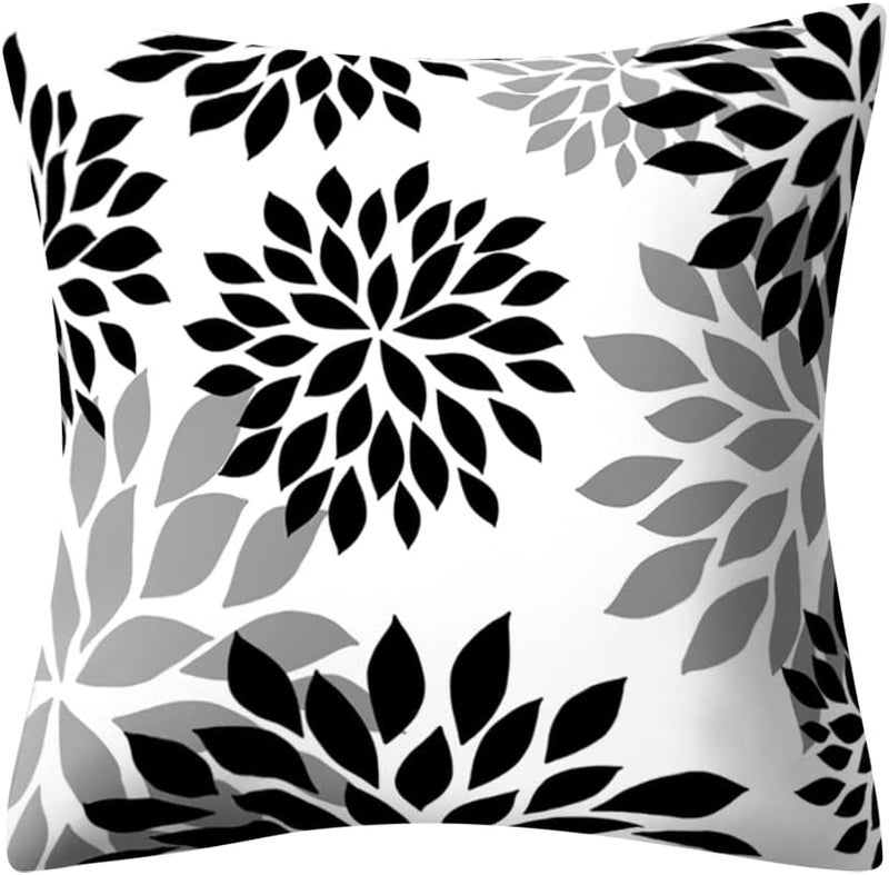 Drmstow Set of 4 Black Pillow Covers 18x18’ (Black and Grey, 18" x 18") - Image 3