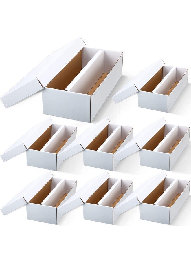 Yahenda 8 Pack Cardboard Storage Boxes Holds,1600 Standard Trading Storage Box 2 Rows for Gaming Baseball Football Basketball Hockey Sports Card Collecting Supplies(White) - Image 1