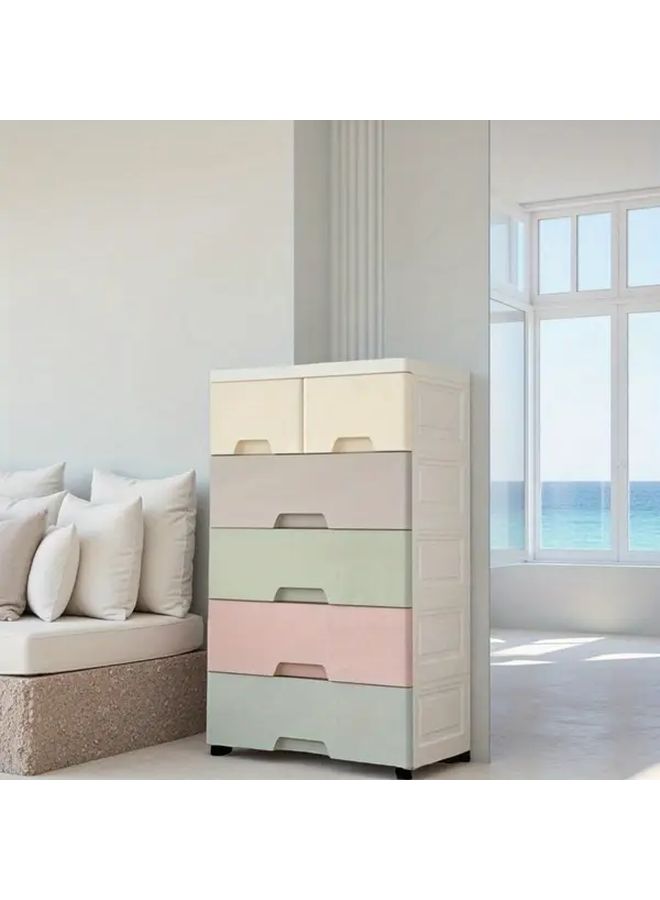 Heavy Duty Plastic Storage Cabinet Khaki 4 Layers With Adjustable Drawers Wide Under Bed Shelving Unit Easy Clean Space Saving For Clothes Books Bedroom - Image 5