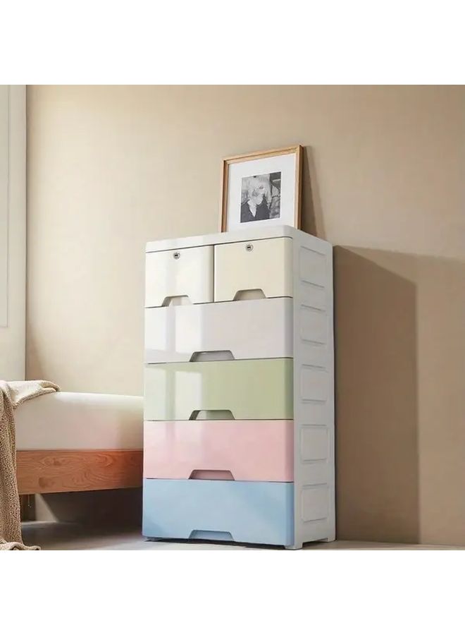 Heavy Duty Plastic Storage Cabinet Khaki 4 Layers With Adjustable Drawers Wide Under Bed Shelving Unit Easy Clean Space Saving For Clothes Books Bedroom - Image 4