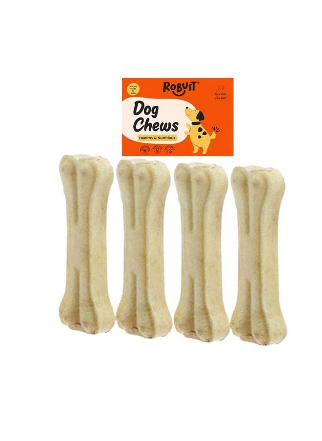 ROBUST Robust Long Lasting All-Natural Dog Chew Bones - 5 inches (4 Units) | Premium Compressed Rawhide Chews for Small, Medium & Large Dogs | Healthy & Digestible Rawhide Bones to Improve Oral Health  - Image 1