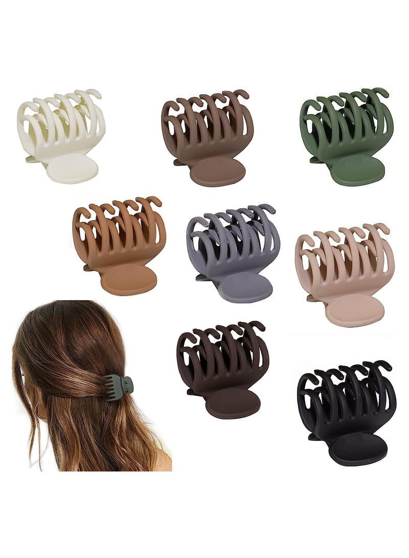 8PCS Claw Clips for Thin Hair Women, 1.6" Small Claw Clips Matte Medium Hair Claw Clips for Thin Fine Thick Hair Strong Hold Double Row Teeth Hair Clips Cute Jaw Clamps (Neutral Color) - Image 1