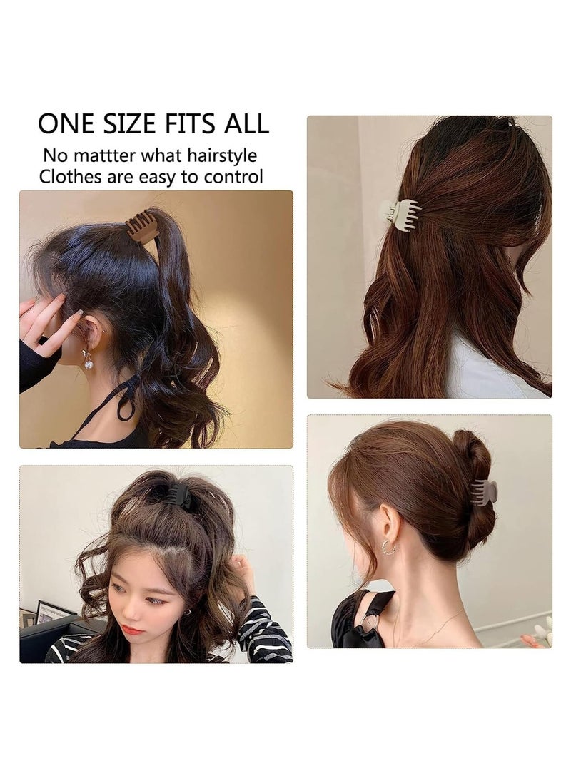 8PCS Claw Clips for Thin Hair Women, 1.6" Small Claw Clips Matte Medium Hair Claw Clips for Thin Fine Thick Hair Strong Hold Double Row Teeth Hair Clips Cute Jaw Clamps (Neutral Color) - Image 4