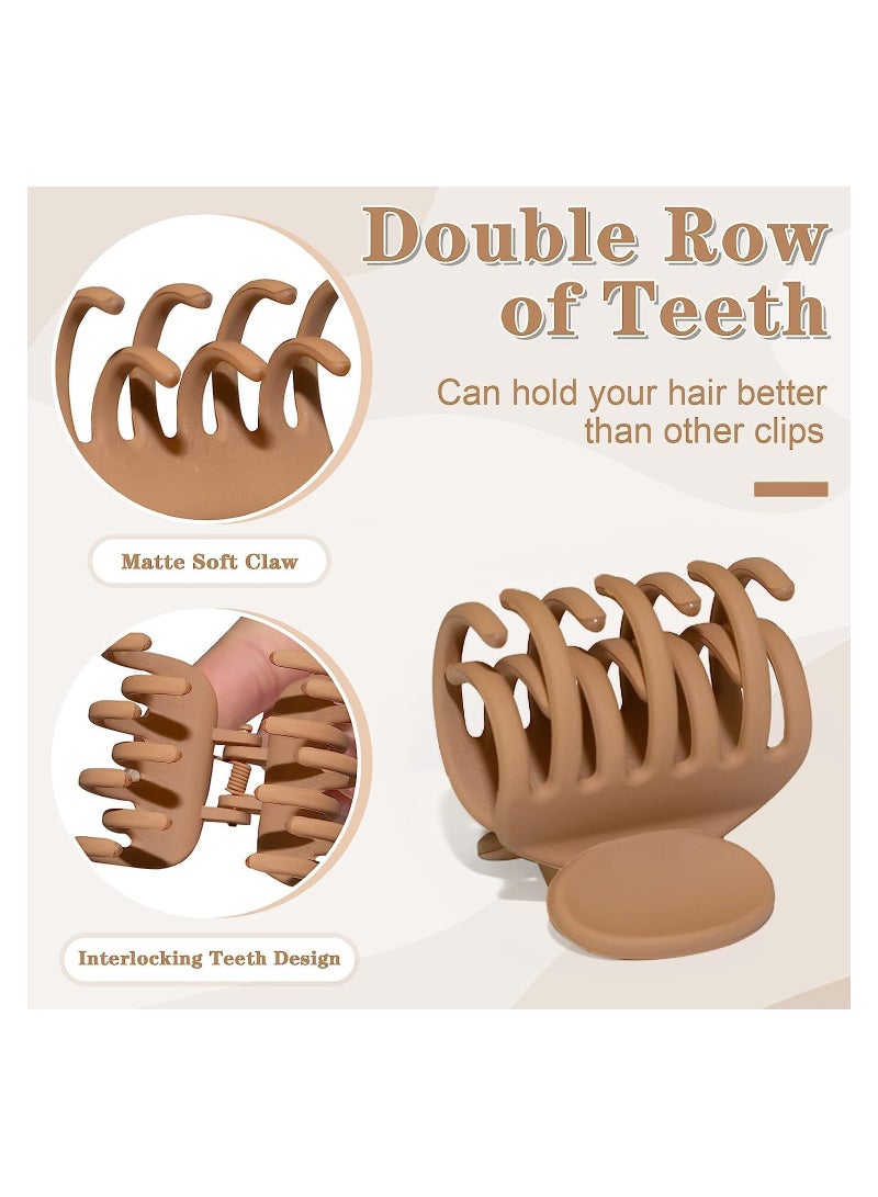 8PCS Claw Clips for Thin Hair Women, 1.6" Small Claw Clips Matte Medium Hair Claw Clips for Thin Fine Thick Hair Strong Hold Double Row Teeth Hair Clips Cute Jaw Clamps (Neutral Color) - Image 2