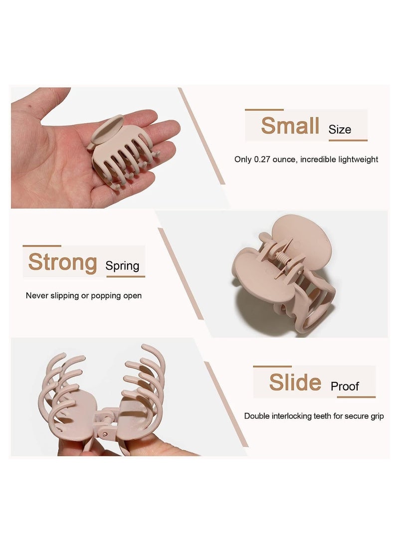 8PCS Claw Clips for Thin Hair Women, 1.6" Small Claw Clips Matte Medium Hair Claw Clips for Thin Fine Thick Hair Strong Hold Double Row Teeth Hair Clips Cute Jaw Clamps (Neutral Color) - Image 5