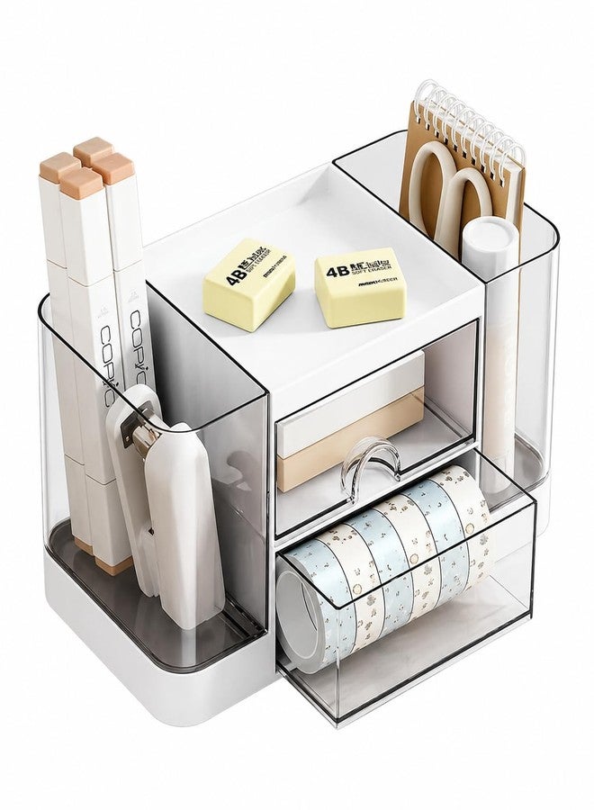 Whimsical Koixurey Acrylic Desk Organizer with Drawer – Transparent Aesthetic Storage for Stationery, Makeup & Office Supplies - Image 1