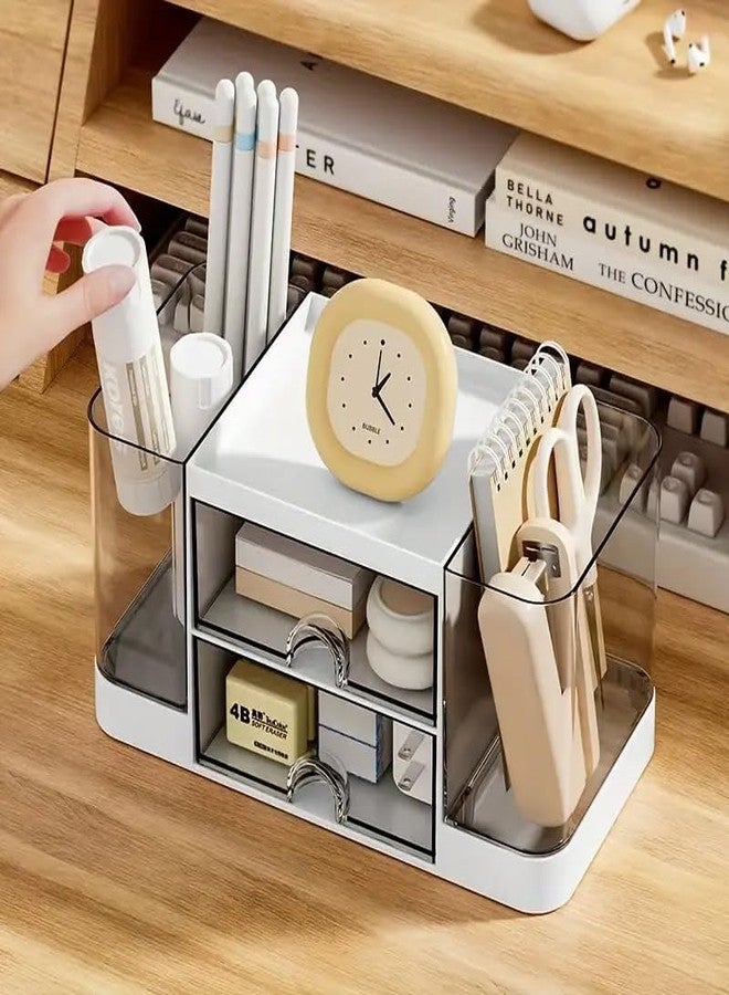Whimsical Koixurey Acrylic Desk Organizer with Drawer – Transparent Aesthetic Storage for Stationery, Makeup & Office Supplies - Image 3