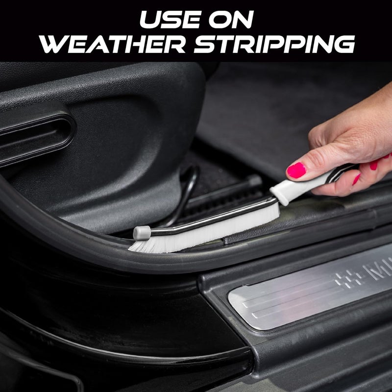 Viking Car Detailing Brush Set for Car Cleaning Kit, Multi-Purpose Interior Car Cleaner Brush Set for Interior Detail, Includes Medium Bristles and Stiff Bristles, 4 Pack, Black/White - Image 4