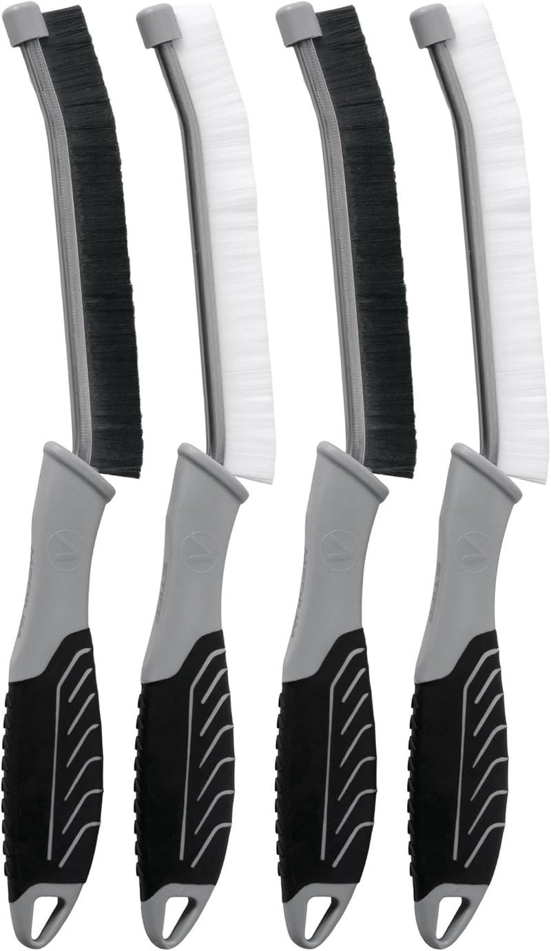 Viking Car Detailing Brush Set for Car Cleaning Kit, Multi-Purpose Interior Car Cleaner Brush Set for Interior Detail, Includes Medium Bristles and Stiff Bristles, 4 Pack, Black/White - Image 1