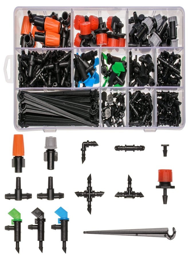 CESTAME 190 Pcs Barbed Connectors Irrigation Fittings Kit,Drip Irrigation Barbed Connectors 1/4''Tubing Fittings Kit for Flower Pot Garden Lawn(Straight Barbs,Single Barbs,Tees,Elbows,End Plug,4-Way Coupling) - Image 1