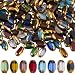SUNNYCLUE 1 Box 160Pcs 8 Colors Faceted Glass Bead Rice Shaped Beads Bulk 4x7mm Mini Colorful Golden Electroplate Crystal Oval Barrel Loose Spacer Bead for Jewelry Making Necklace Bracelet DIY Crafts - Image 2