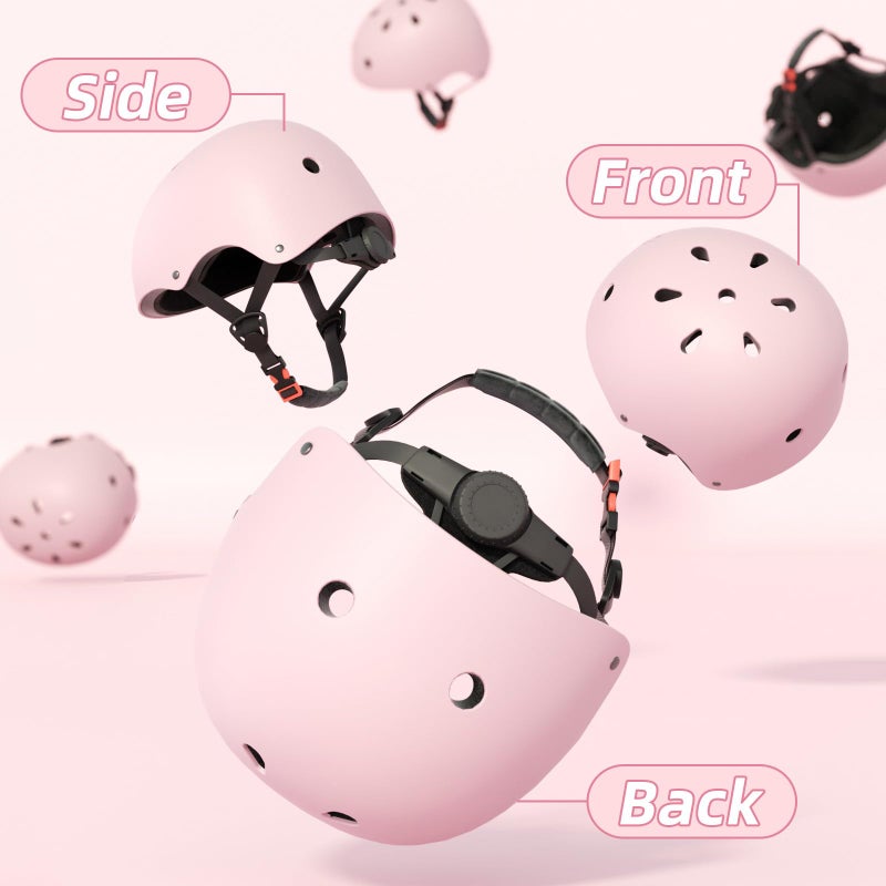 67i Toddler Bike Helmet - Girls Helmets (18.9"-21.2") with 11 Ventilation Vents, Adjustable Knob & Double Buckle, ABS EPS Layered Safety for Ages 1-4 (Light Pink) - Image 3