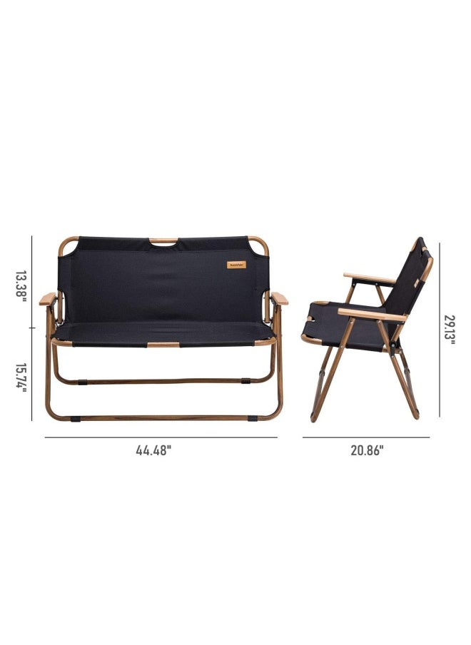 Naturehike Outdoor Folding Double Chair | Camping Chair | Black | Portable, Lightweight, And Foldable Design | Supports Up To 265 Lbs  - Image 2